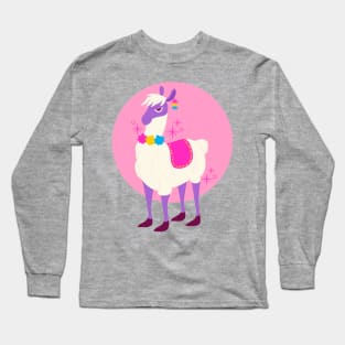 Hand Drawn Llama Cartoon Long Sleeve T-Shirt